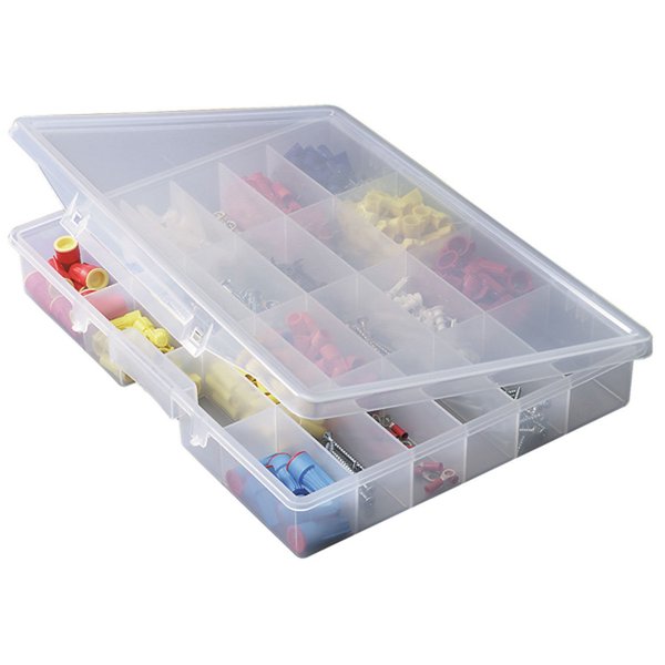 Plano Plano StowAway 24 Fixed Compartment Box, 14-1/4W x 2-1/4D x 11-1/2H, Clear 532430